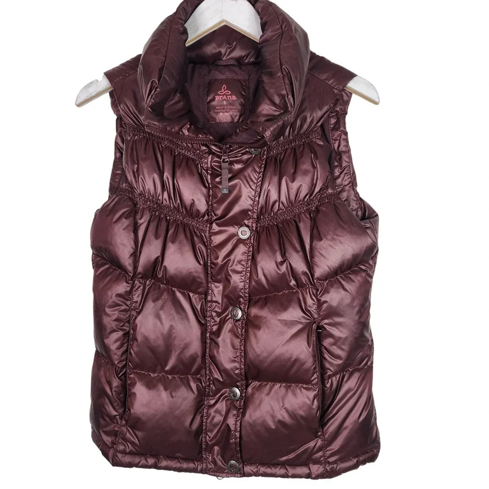 PrAna Milly Vest Womens Small Quilted Down Puffer High Collar Zip‎ Pockets